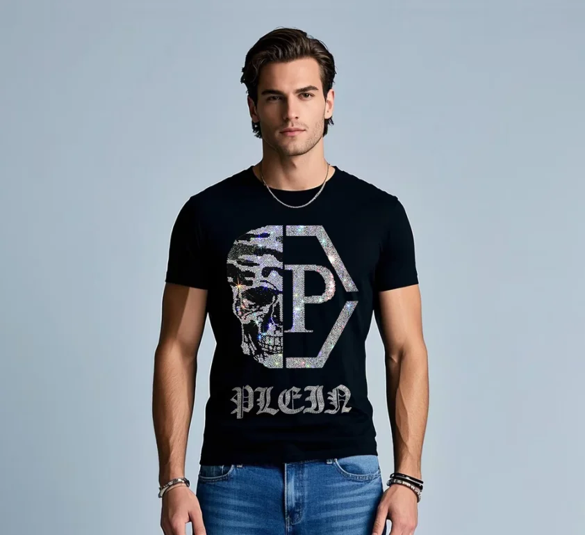 

High-quality 2025 Rhinestone style brand fashion men designer fashion Tshirt casual short-sleeved T-shirt top
