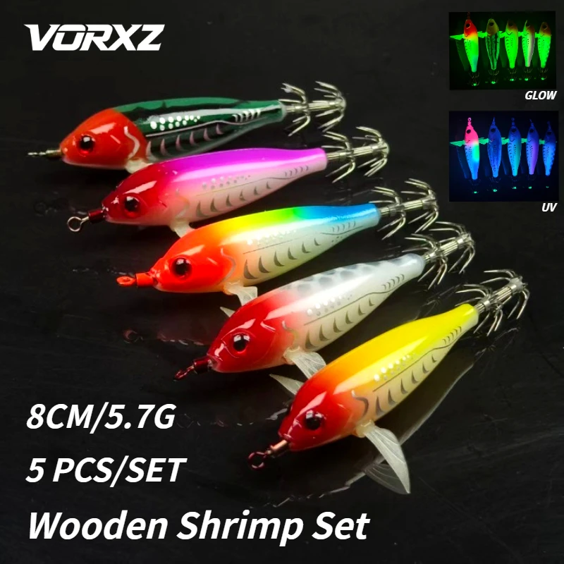 5pcs Squid Jig Egi Lure Gradient Hard Bait Sharp Metal Umbrella Hook for Saltwater Sea Squid Cuttlefish Fishing Tackle