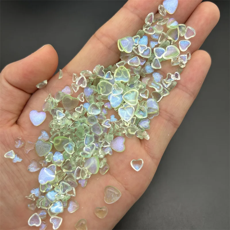 20 adet Kawaii AB reçine şeftali kalp tırnak sanat süslemeleri 3D buz şeffaf Glitter aşk sevimli tırnak Charms Rhinestones manikür DIY