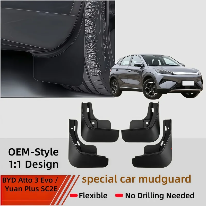 Car Mud Fenders For BYD Atto 3 Evo Yuan Plus SC2E 2026 2027 2028 Antifreeze Mudguards Door Guard Mudflaps Flare Auto Accessorie