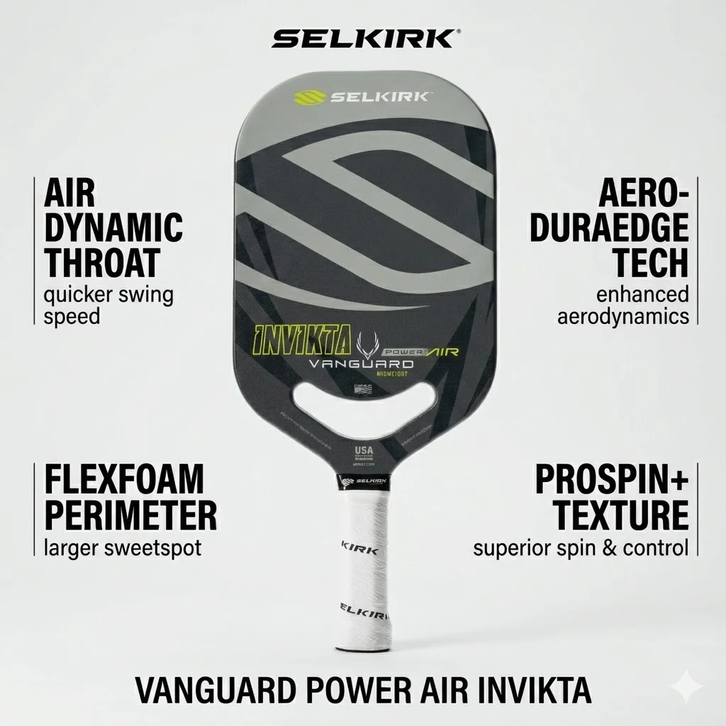 

Профессиональная ракетка для пиклбола Selkirk Vanguard из углеродного волокна 360 Proto Molding: высокая мощность и контроль вращения, спортивное оборудование