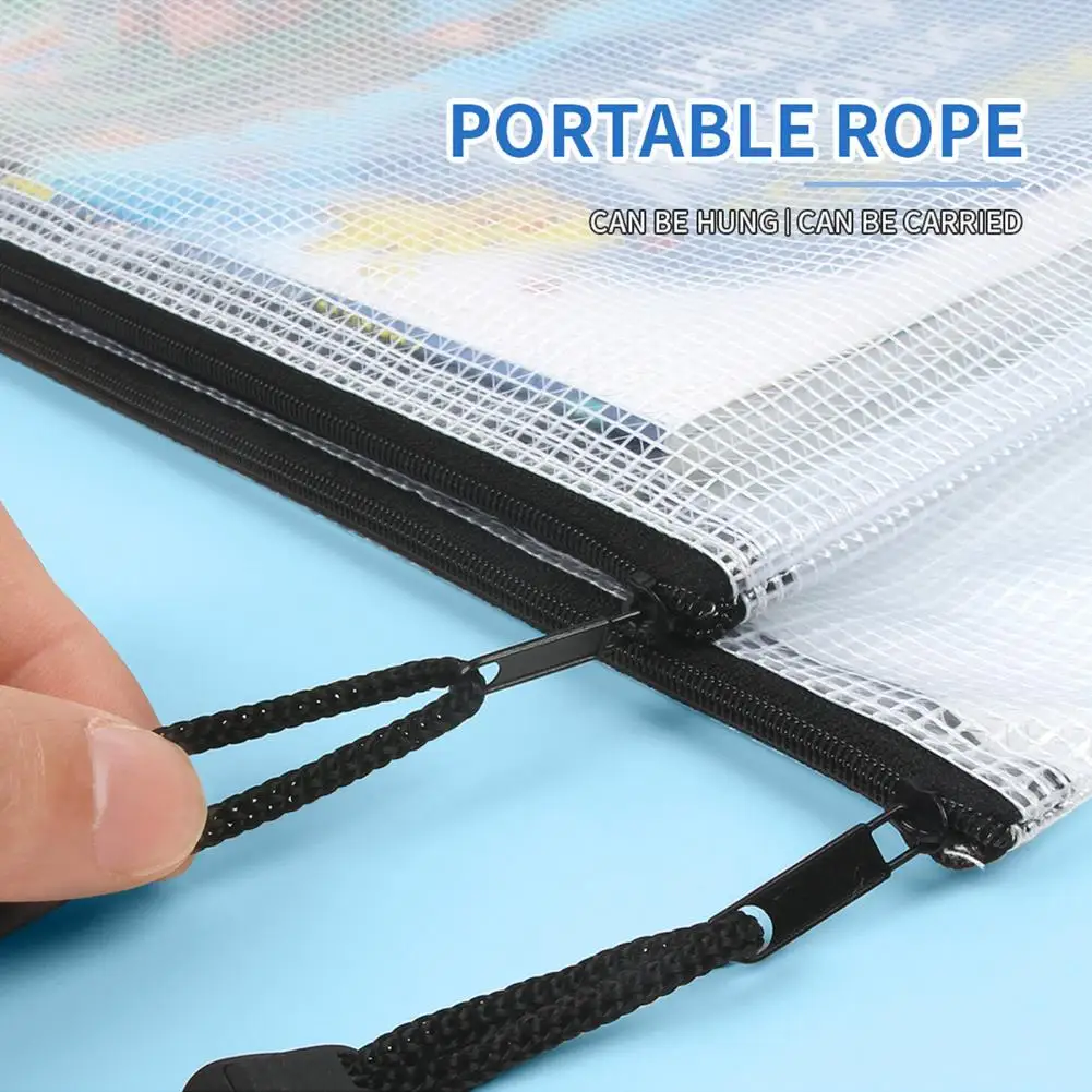 12Pcs File Holder File Bag Waterproof Zipper Pouch Transparent Mesh Pouch Document Bag File Folders School Office Supplies