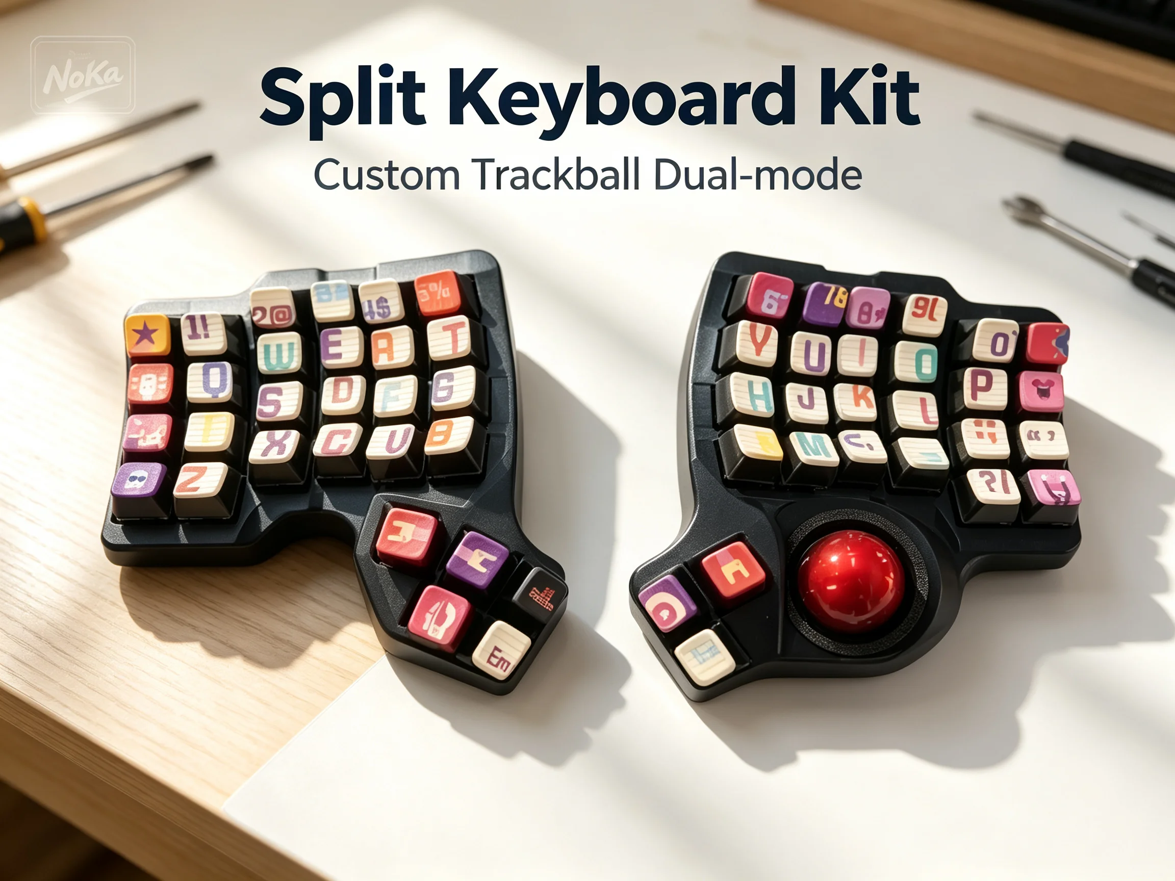 Custom Curved 4x6 Charybdis Split Keyboard Kit Trackball Hot Swap Bluetooth Wired Dual-mode ZMK QMK for Mechanical Keyboard Game