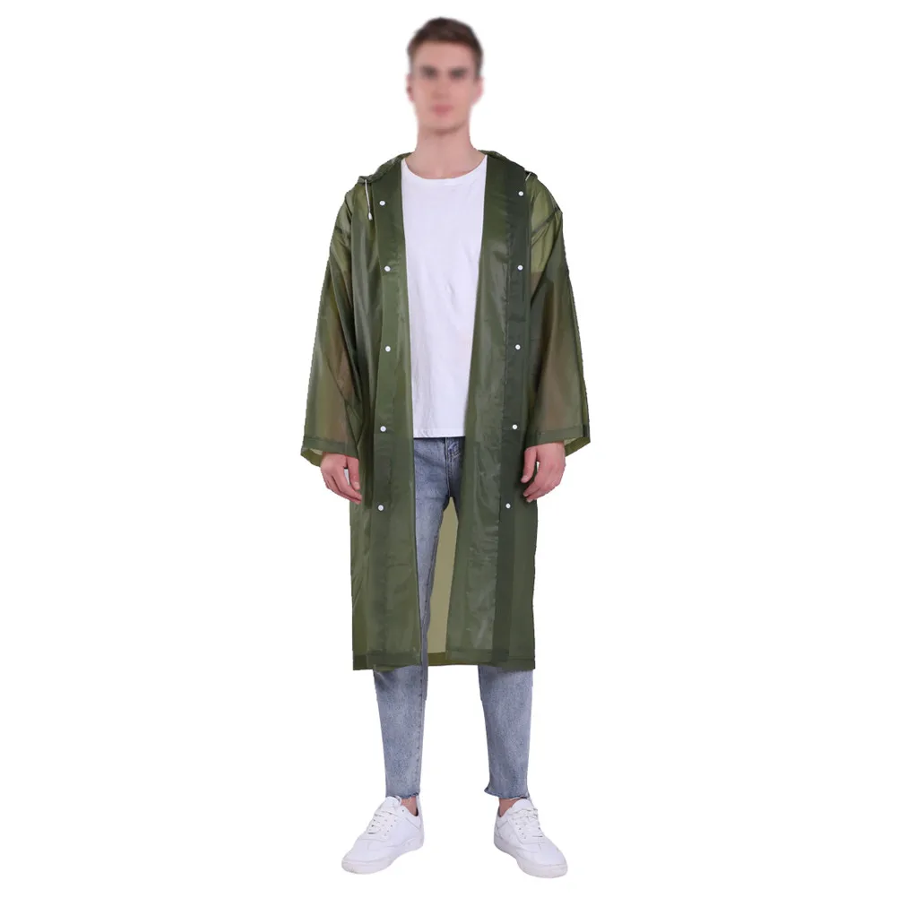 

Green Eva Reusable Raincoat Adult Hooded Lightweight Portable Waterproof Outdoor Poncho for Men Women Camping Hiking