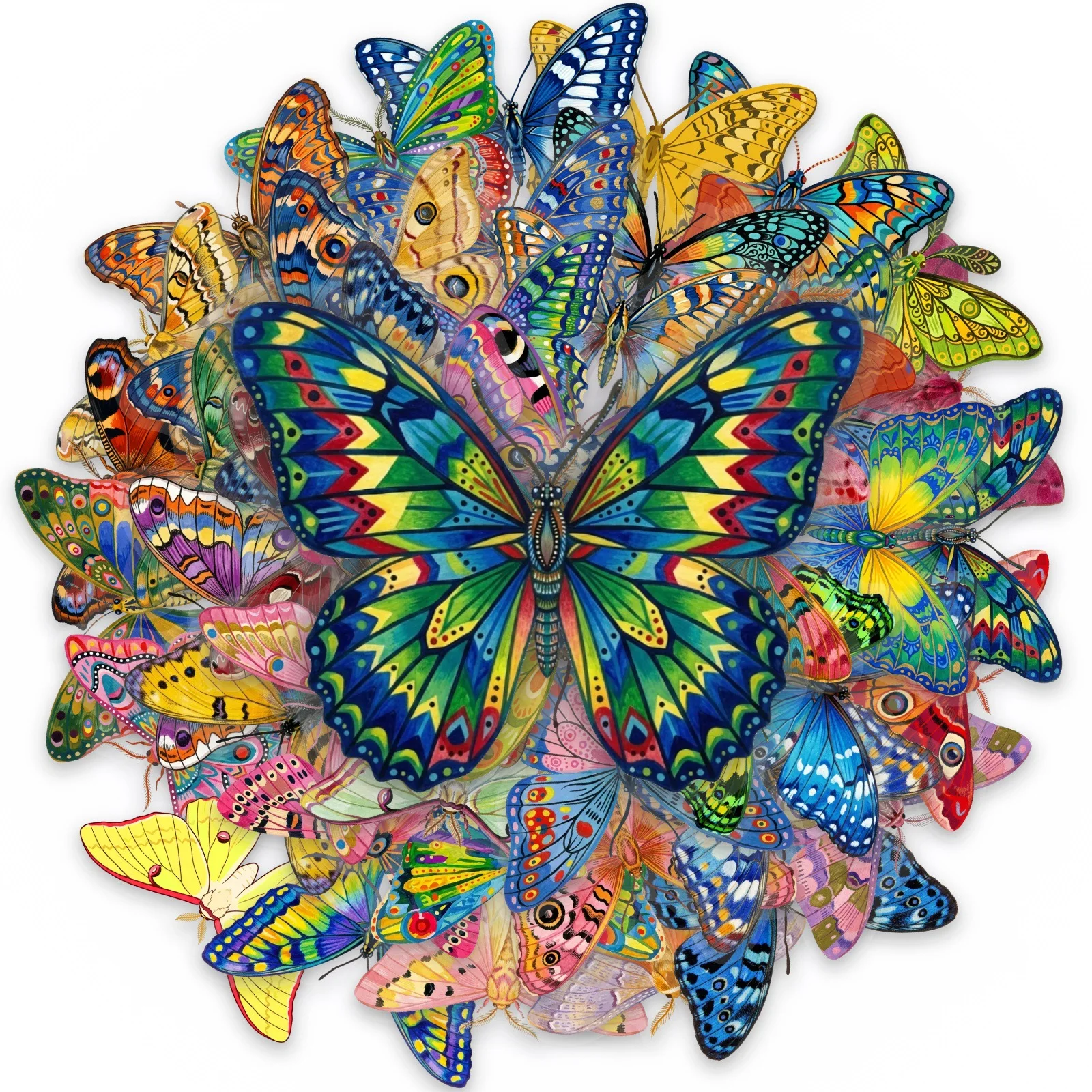 50-Pack Vibrant Butterfly PET Transparent Stickers Luggage Notebook Stationery Decorative Waterproof Decals