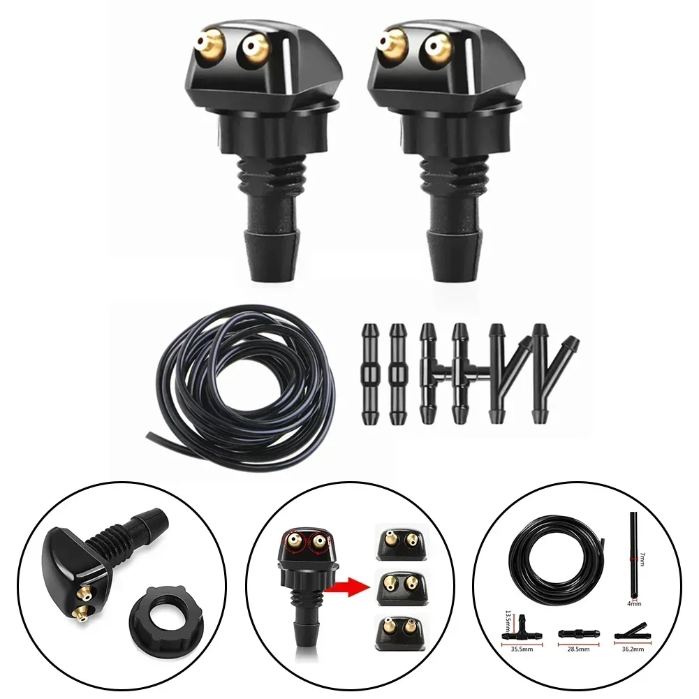 Windshield Wiper Washer Nozzle Hose Set For Toyota 1 Meter Water Hose + 2 Each Of 3 YTl Fittings Total 6 Fittings + 2 Water Jets