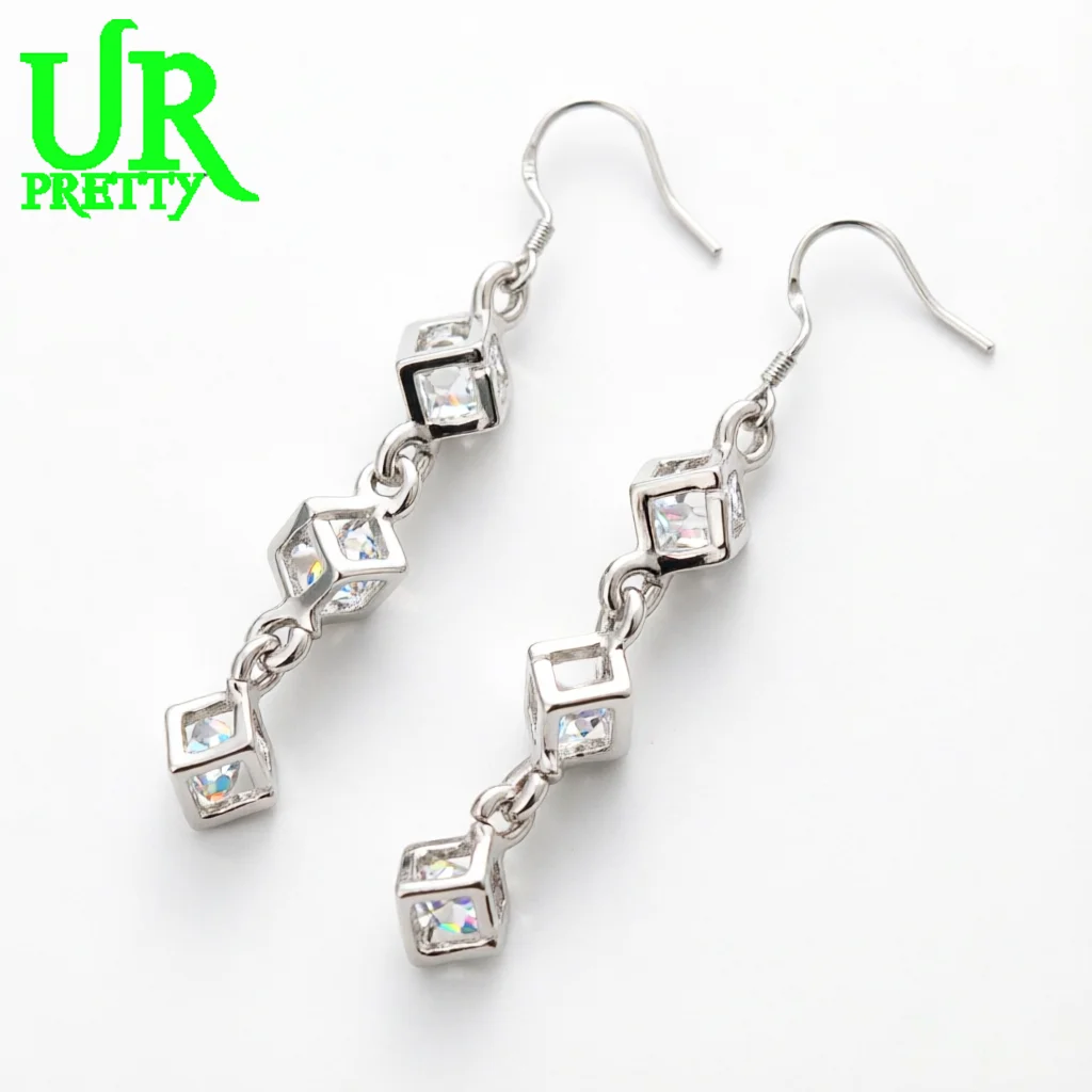 925 Sterling Silver Multi Layer Block AAA Zircon Earrings Women Fashion Gift Party Engagement Wedding Charm Jewelry