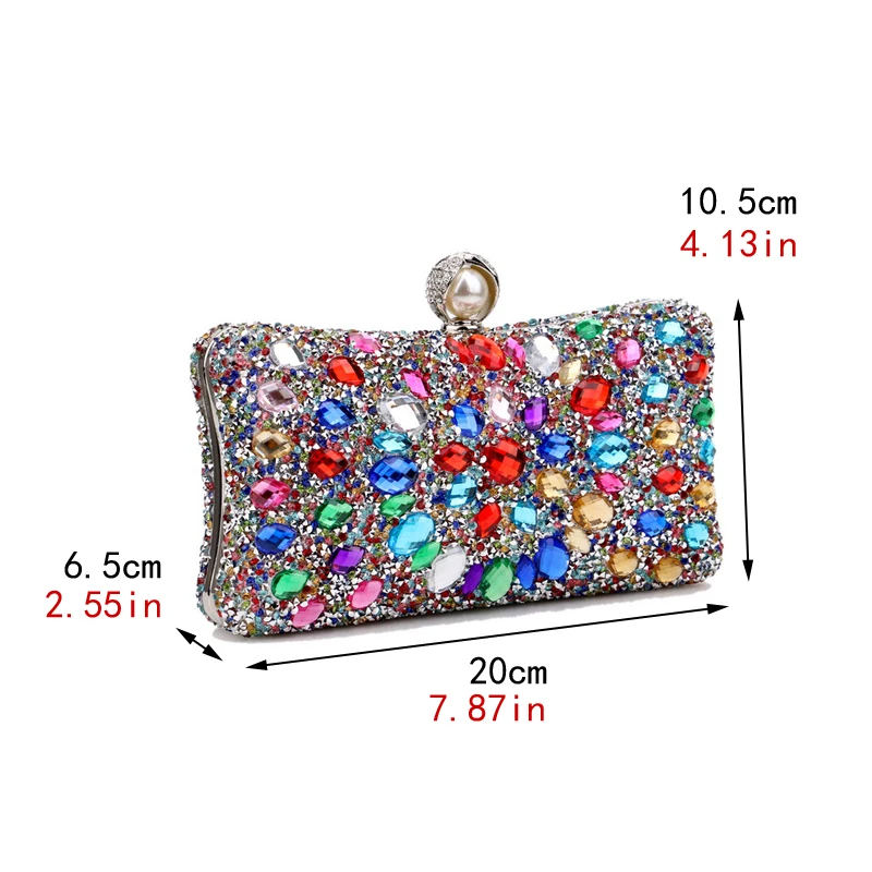 Bolso de mano de noche para mujer, bandolera de lujo con cadena y diamantes de imitación, de cristal, para fiesta y boda