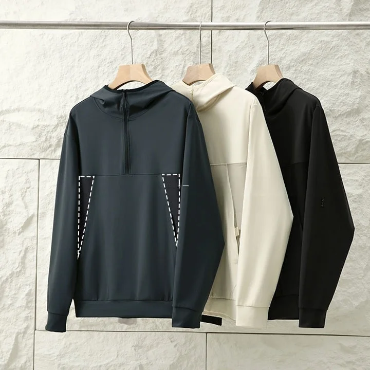 

Men's Hoodie Sweatshirt Warm Fleece Half Zipper 3D Tailoring Mountain Dark Style Composite Heat Storage Spring Autumn Youth