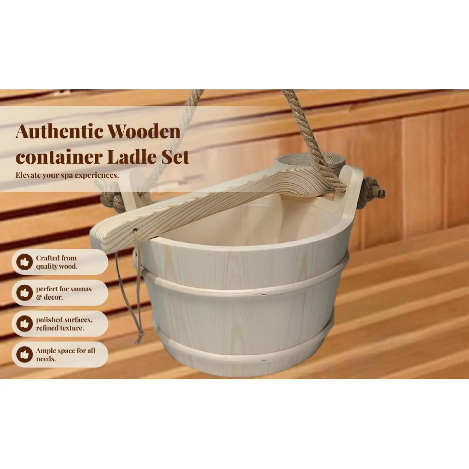 Sauna Bucket and Ladle 6L Sauna Accessories Flower Pot for Swimming Pool SPA