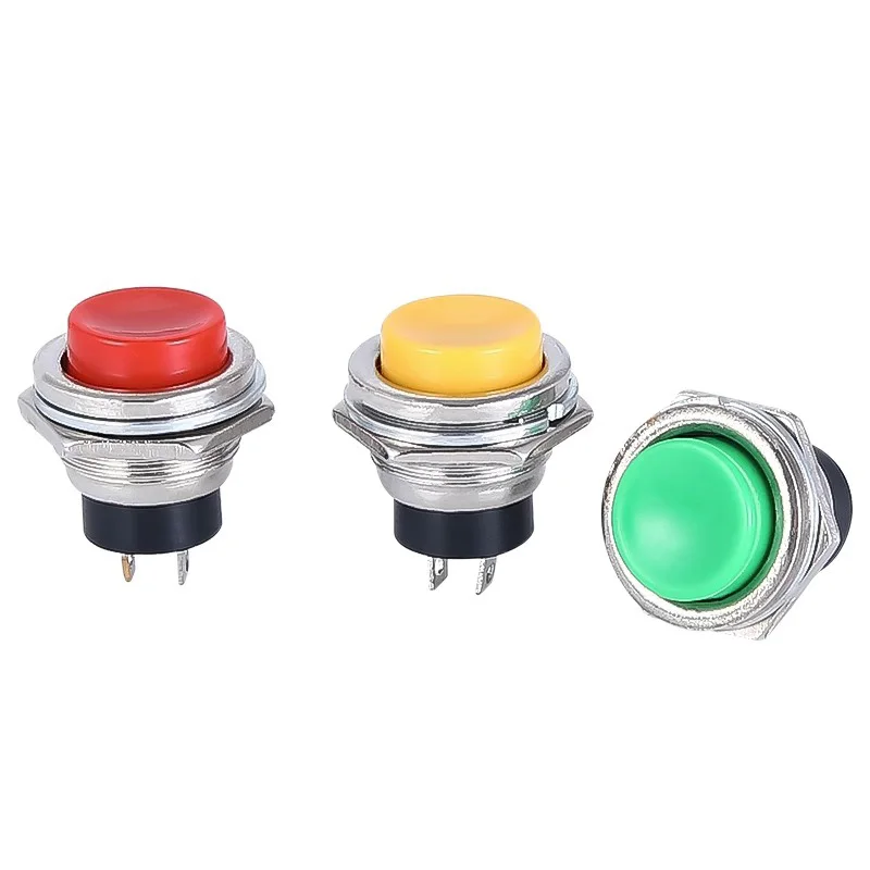 16mm Round Momentary Switch 3A125VAC/6A125VAC DS-212 SPST Self-reset Push Button Switch Red/Green/Blue/Yellow/White/Black