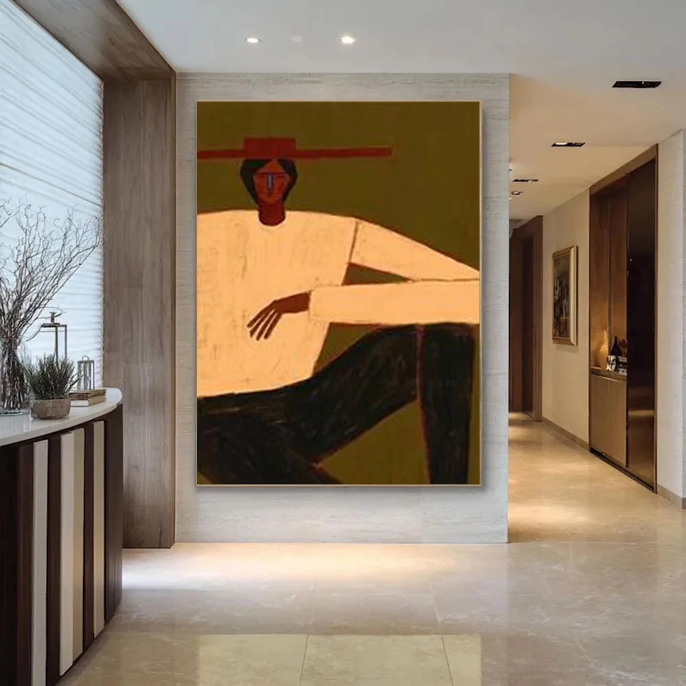 

Nordic Handmade Abstract Dancing Girl Woman Figurine Oil Painting on Canvas Wall Art Picture for Home Decor