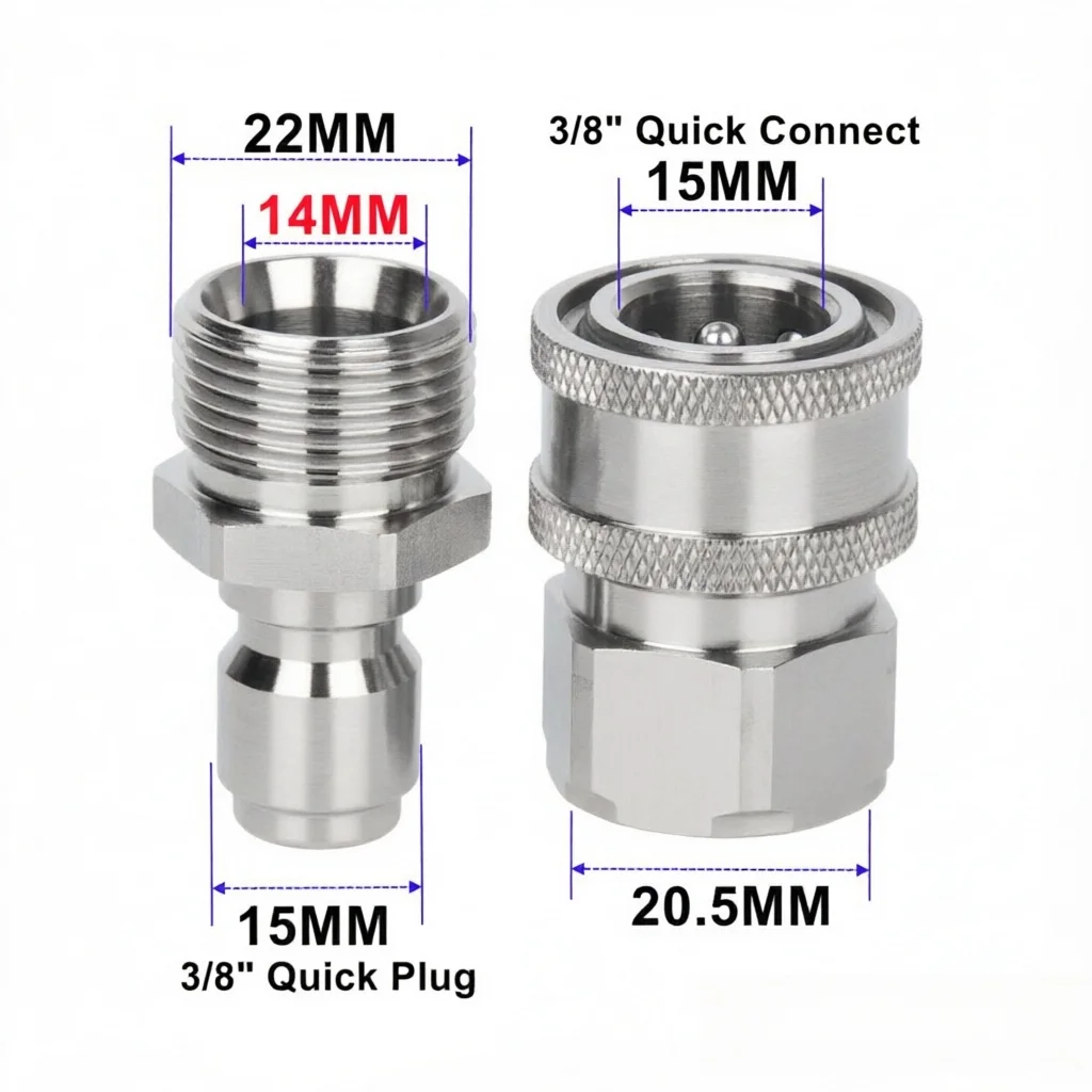 Car Wash Gun Hose Quick Connect 3/8" Fast Release Adaptors High Pressure 4500 PSI With M22 14MM/15MM image 4