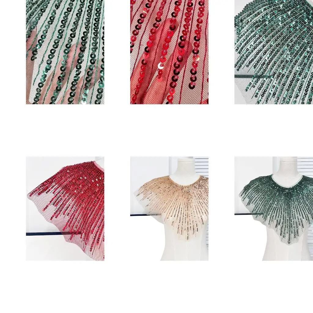 

652F Half Finished Sequins Embroidery Collar Handmade Fashion Unique Appliques for Personality Outfits and Fashion Projects