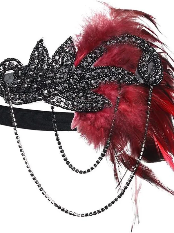 

Повязка на голову в стиле Чарльстон 1920-х годов, аксессуары для ретро-костюмов, реквизит для вечеринок, женский модный аксессуар, весенняя коллекция 2026