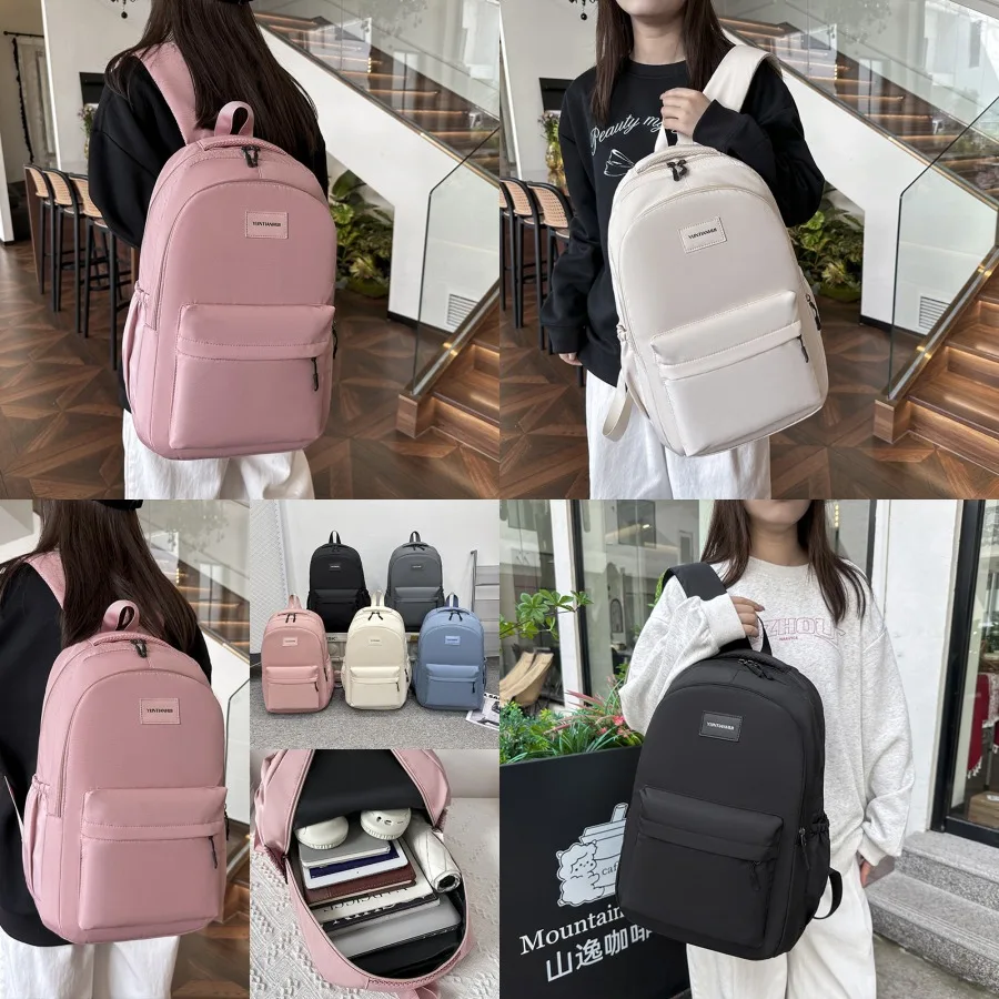 

【New style】Backpack - New large-capacity college student schoolbag Korean junior high school student bag Simple fashionable com