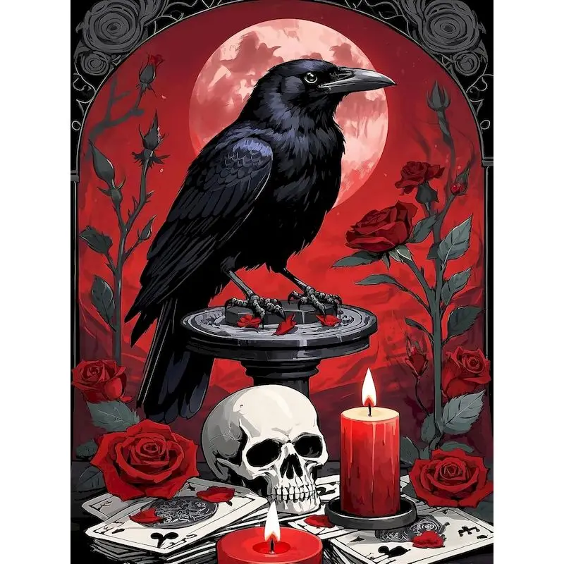 

RUOPOTY Skull Crow Diamond Painting Animal Handmade Art Diamond Mosaic Full Drill Mosaic Handmade Personalized Gift