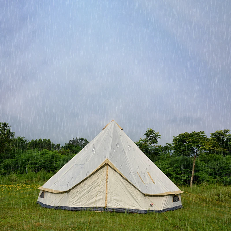 Oxford Bell Tent with Roof Stove Jack, Waterproof Yurt Wall Tents, Family Camping Glamping, 4-8 Person