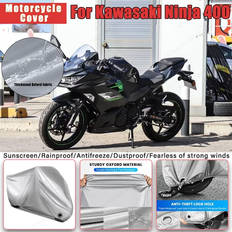 غطاء دراجة نارية بدون أذن لـ Kawasaki Ninja 400 - حماية لكامل الجسم في الهواء الطلق، ملحق واقي من الشمس مقاوم للماء والغبار #1