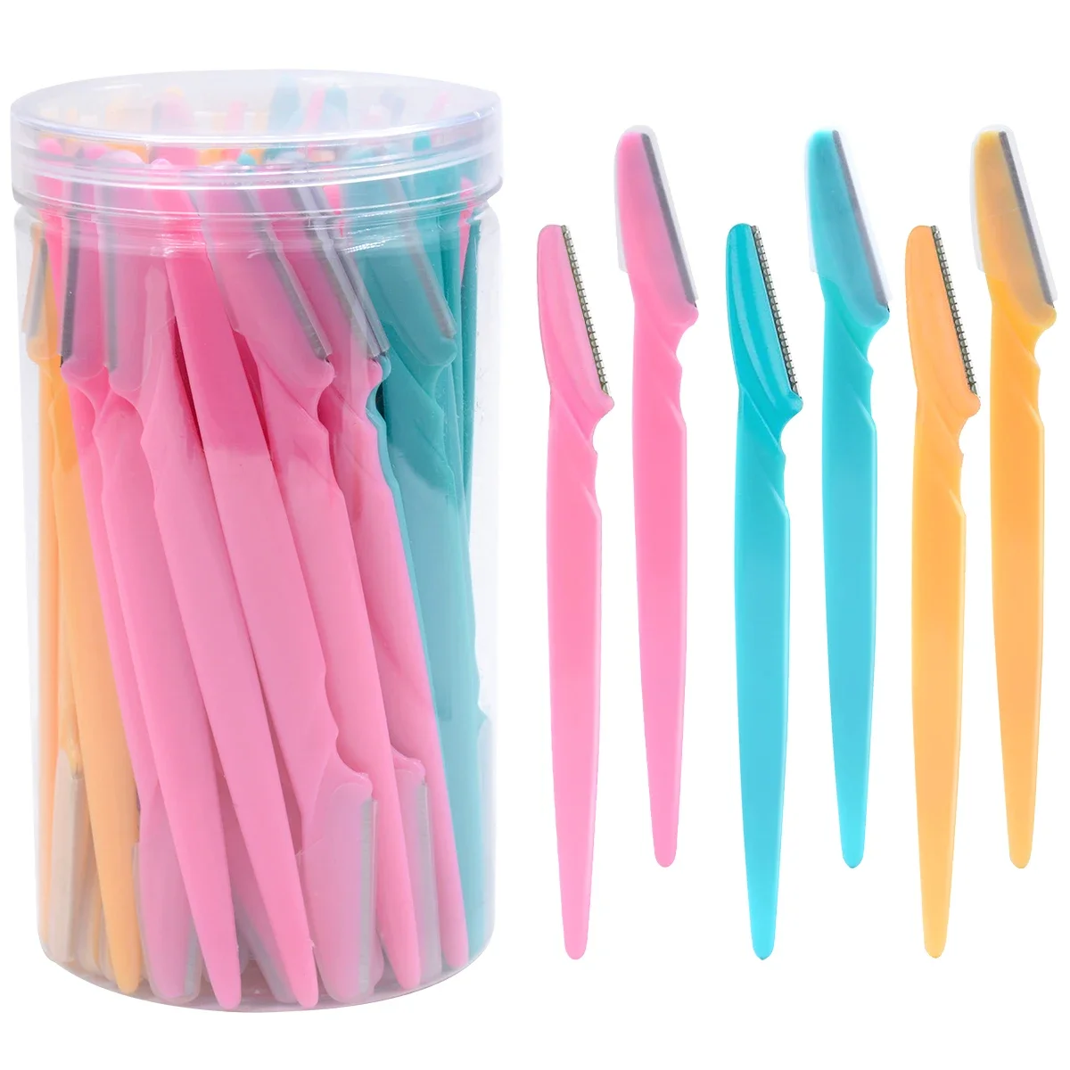 30개입/병 눈썹 트리머 케이스 포함 제모기 안전 블레이드 트리밍 도구 면도기 용기 포함 얼굴 눈썹용