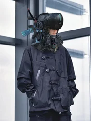 LMTWL 23AW TECHWEAR CYBERPUNK DARKWEAR JACKET 2-WAY ZIPPER WATERPROOF futuristic all black style gorpcore urban outdoor