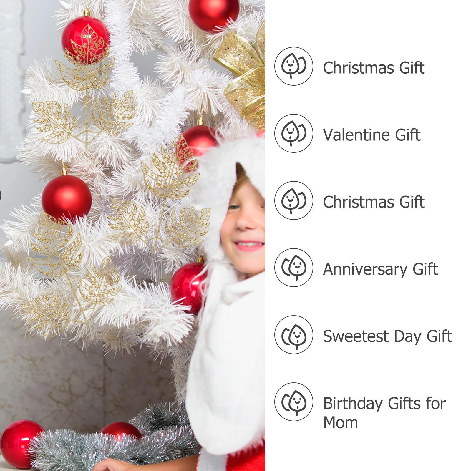 

Xmas Glitter Leaf Decor Xmas Fake Leaf Simulation Leaf Decor Christmas Garland Accessory Decorative Leaf Prop