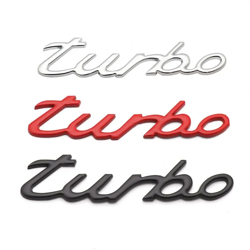 3D Metal TURBO New Letters Emblem Decals Car Rear Trunk Emblem Badge Sticker Accessories For Audi Honda