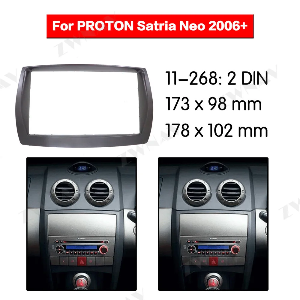 

car model 2DIN Car Accessories of Fascia Panel Stereo Installation Kit Center Console Trim For Proton Satria Neo 2006+