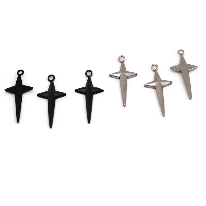 10 unids/lote de dijes de acero inoxidable, dijes cruzados, colgantes góticos para DIY, collar hecho a mano, pendientes, accesorios para hacer joyas