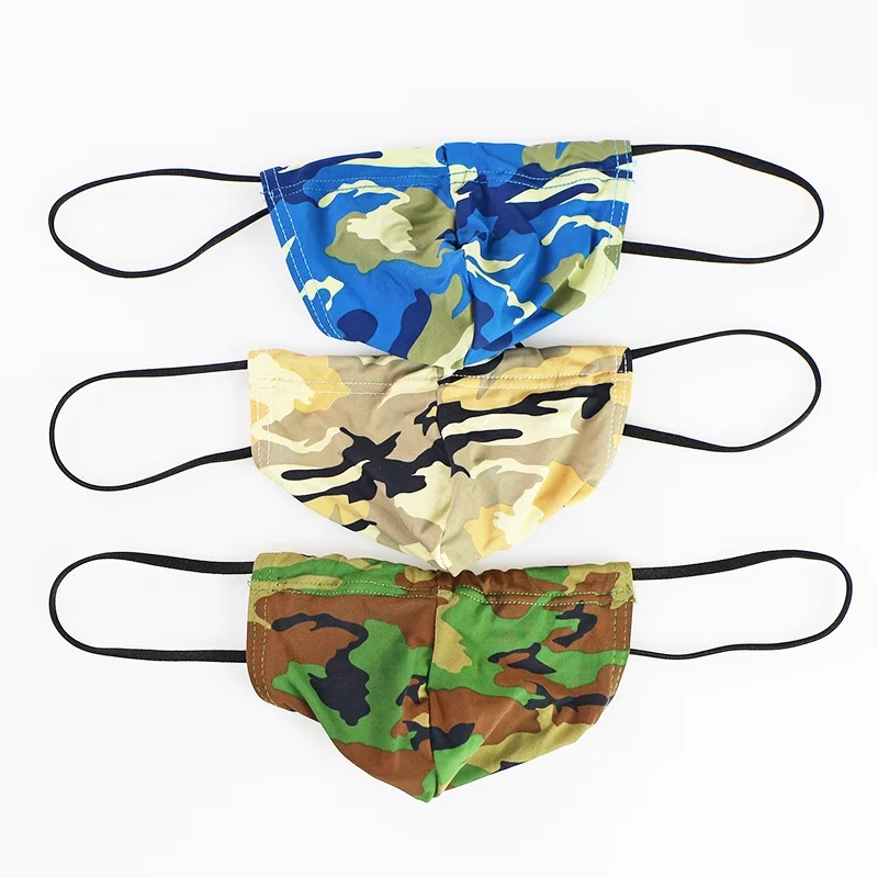 

Men's Sexy Thong Bulge Pouch G-String Panties Bikini Low Waist Underpants Breathable Camouflage Lingerie T-back