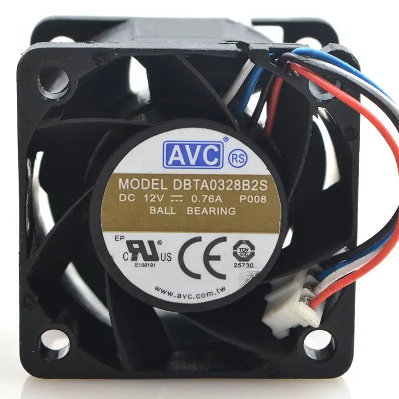 

AVC DBTA0328B2S P008 DC 12V 0.76A 38x38x28mm 4-Wire Server Cooling Fan