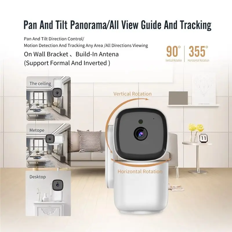 SQPP-1080P Smart Camera Monitor Video Intercom WIFI Control 360-Degree Yuntai Motion Tracking Detector Camera EU Plug