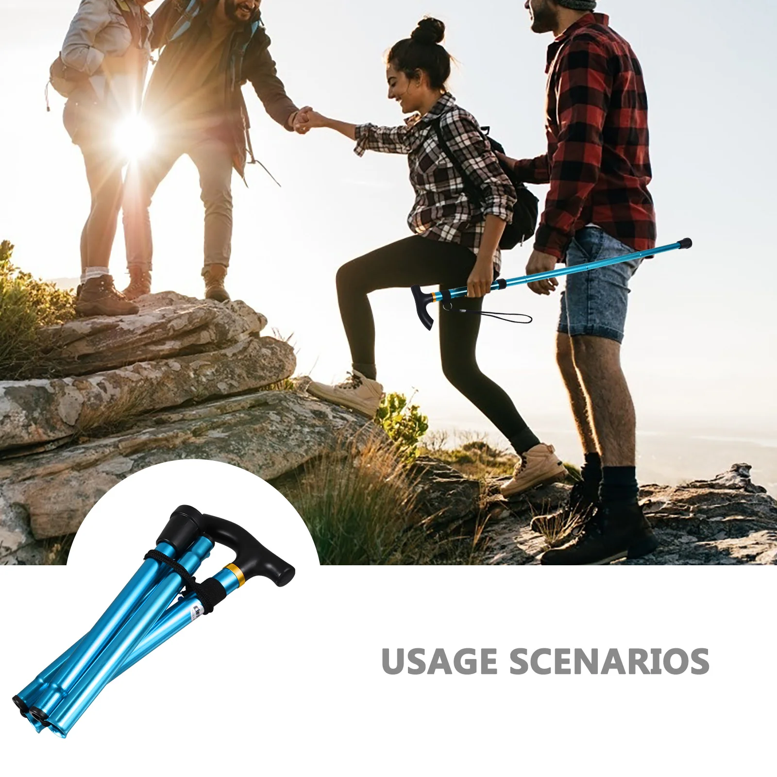 

Aluminum Alloy Folding Stick Camping Climbing Alpenstock Foldable Walking Elder