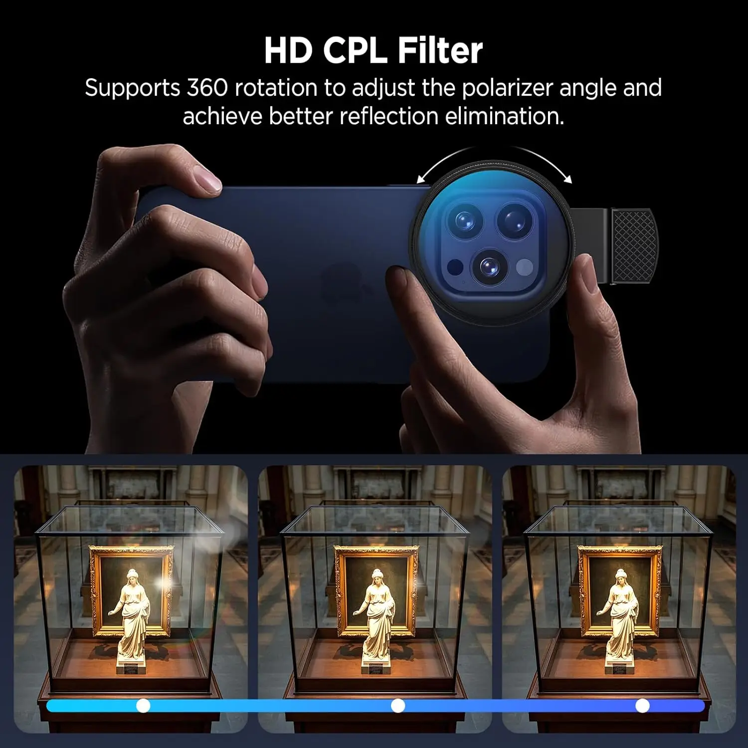 Kit de filtro CPL/UV con clip de lente de cámara polarizador portátil Universal Circular de 52MM para iPhone Huawei Xiaomi Samsung