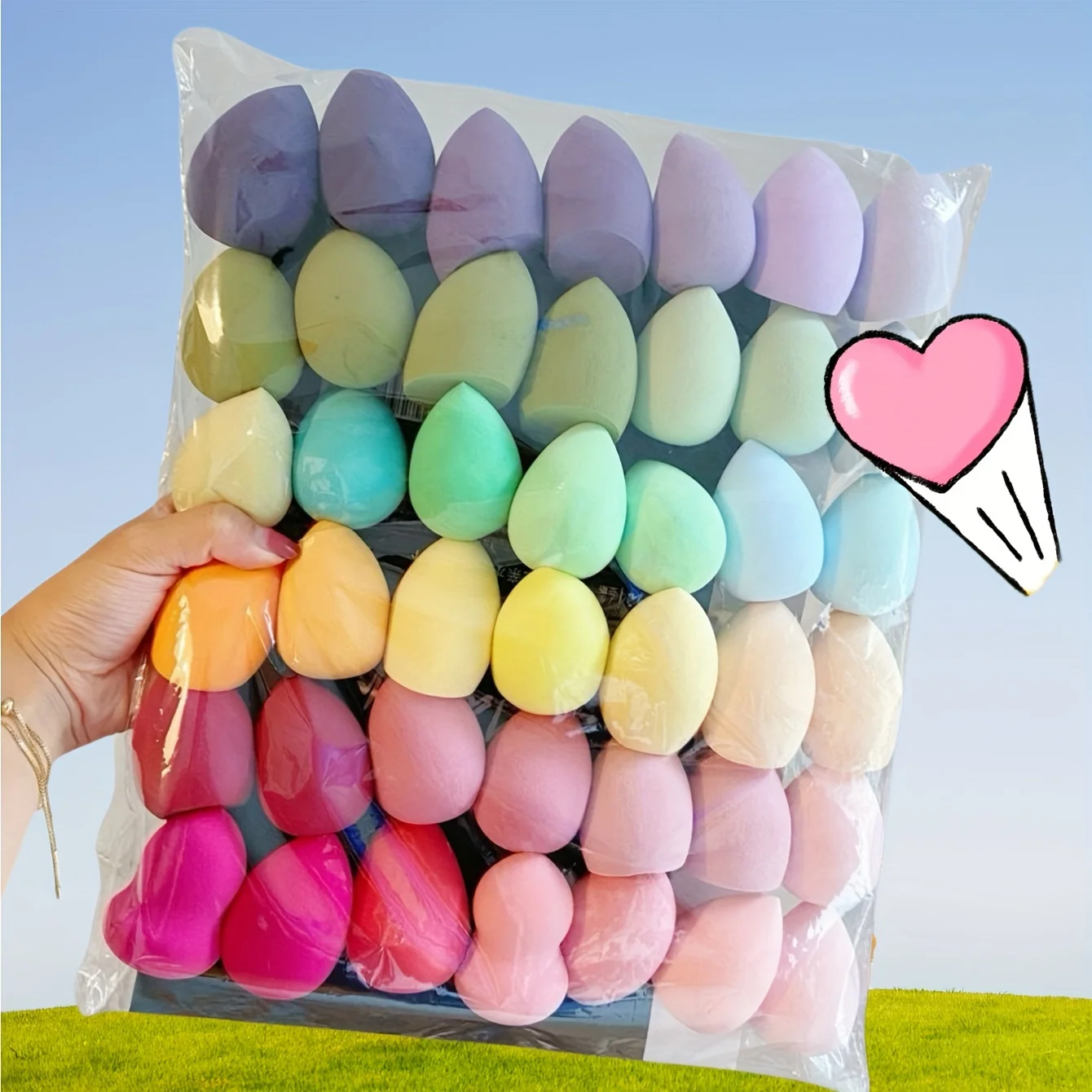 3/10 szt. Gąbek kosmetycznych, blender do makijażu, do użytku na sucho i na mokro, puszki kosmetyczne w losowych kolorach i kształtach, bezwadna aplikacja podkładu