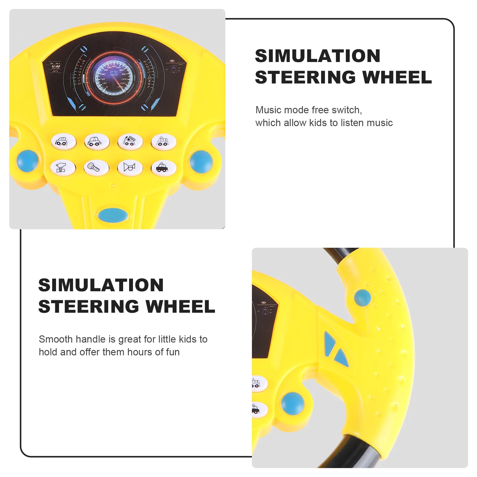 Car Toys for Babies Kids Driving Baby Steering Wheel Pretend with Music Plaything Yellow Toddler