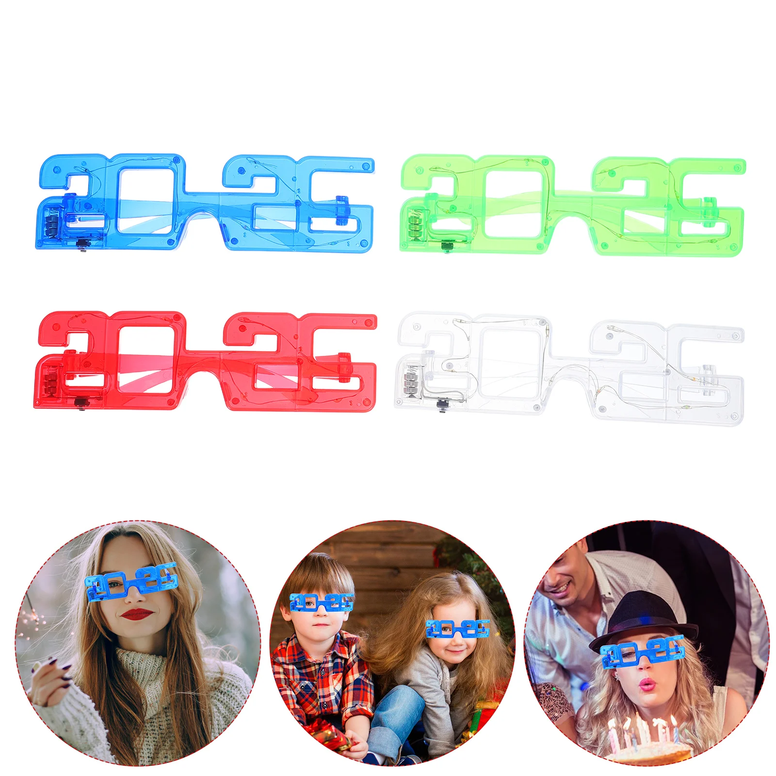 

Glowing Glasses 2026 Light up Eyewear New Years Happy Graduation Party Eyeglasses