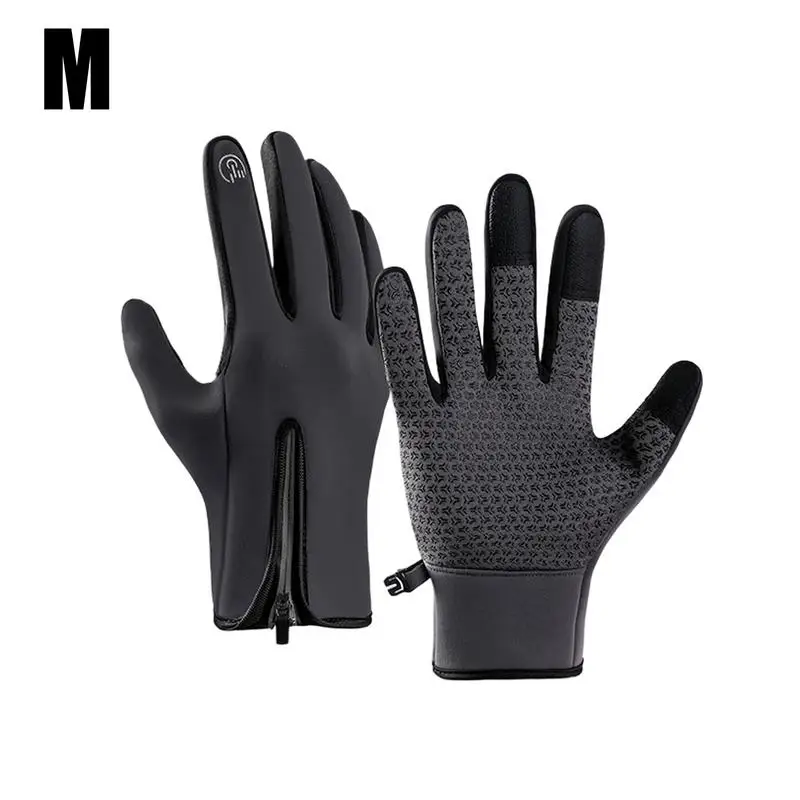 Snowboarding Gloves Windproof Motorcycle Thermal Gloves Unisex Warm Gloves With Zipper Cold Weather Gear For Hiking Cycling