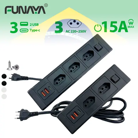 15A eluttag för förlängning av eluttag, brasilianskt BR, inbyggda skrivbordsuttag med USB typ-c, infällda möbeluttag 110 250V 10 best sales skrivbordsuttag - №2