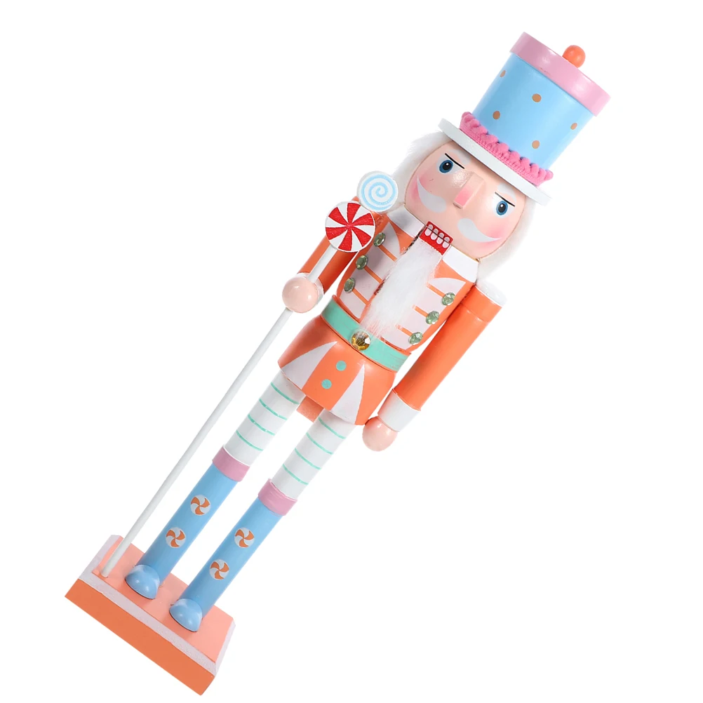 

50cm Macaron Color Candy Nutcracker Soldier Puppet Christmas Decor Wood Figure Home Ornament Pink Kids Holiday
