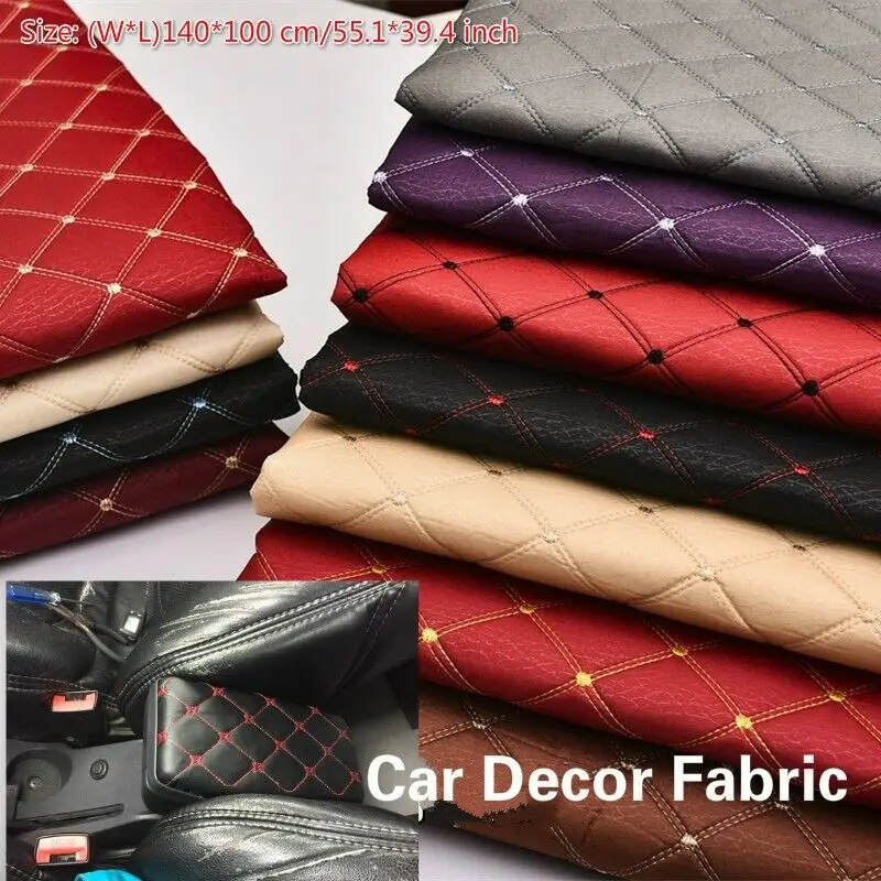 100*140cm Embroidered Plaid Fabric Leathe Sponge Car Interior Roof Fabric Car Seat Cover Sofa Tarpaulin Material Upholstery