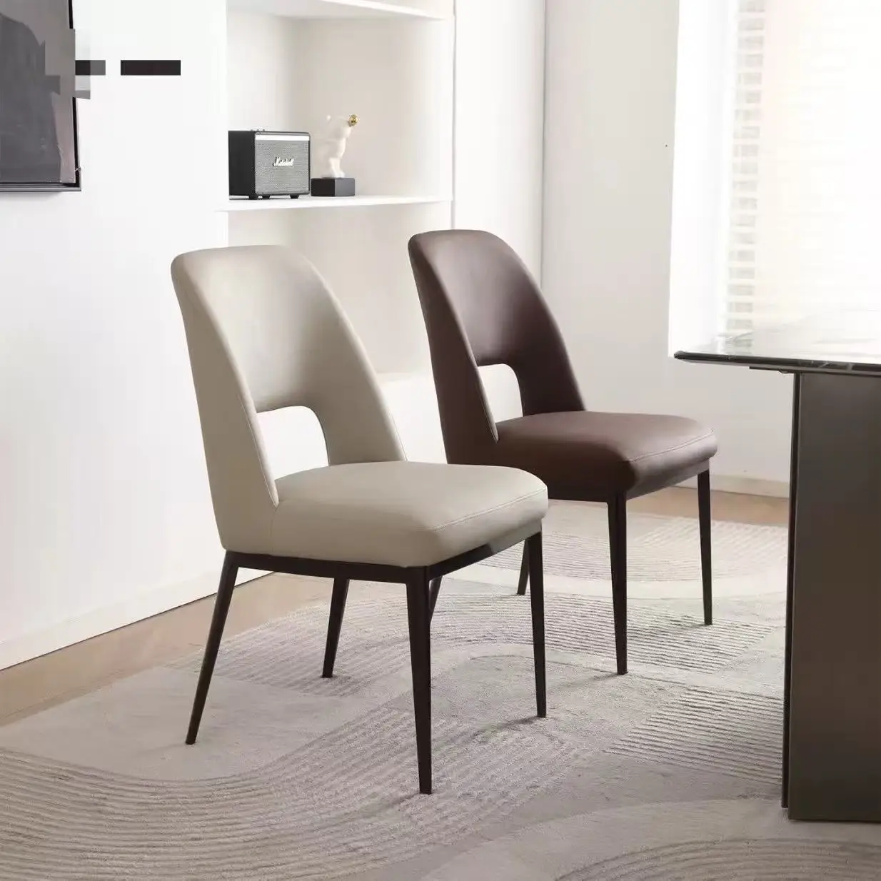 #@Modern Dining Chair Set with Convertible Fabric Design Metal Legs for Dining Room and Restaurant