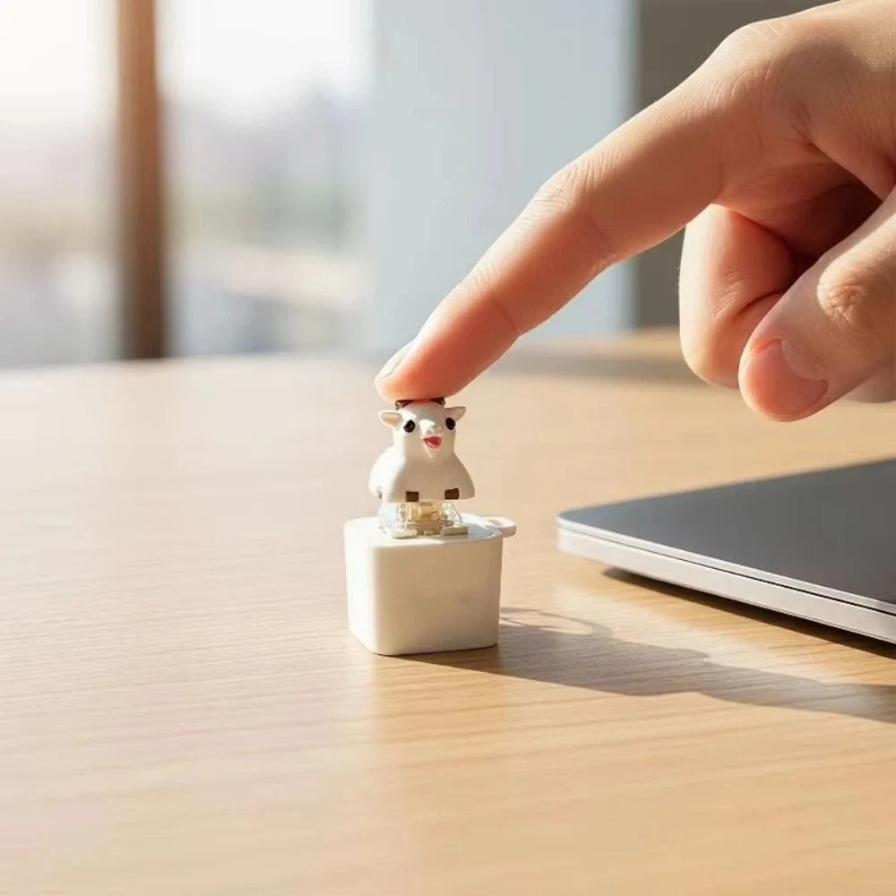 Mine Sound Little Lamb Pressing Sound Keychain Clicky Button Sheep Design Keyboard Fidget Keychain Interesting Playful Behavior