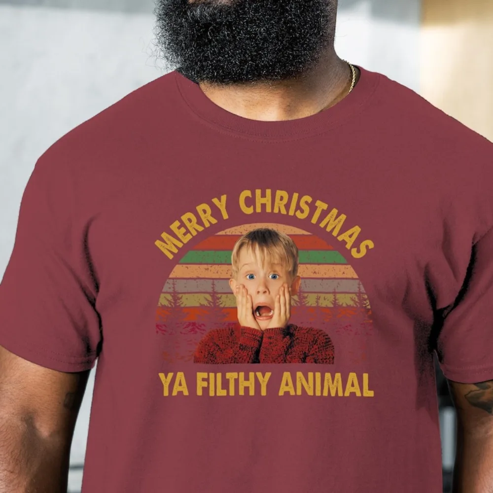 عيد ميلاد سعيد يا القذرة الحيوان الرجال الجرافيك تي شيرت مضحك المنزل وحده المحملة ريترو 90s عيد الميلاد فيلم أفضل كيفن مكاليستر هدية #5
