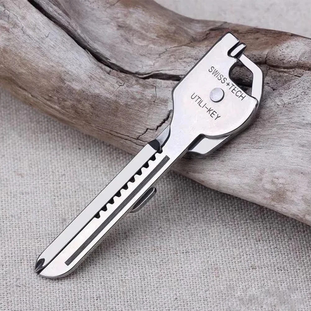 6 In 1 EDC Utility Outdoor Survival Rescue Pocket Plier KeyRing Multi Function Folding Tool Keychain Opener Screwdriver