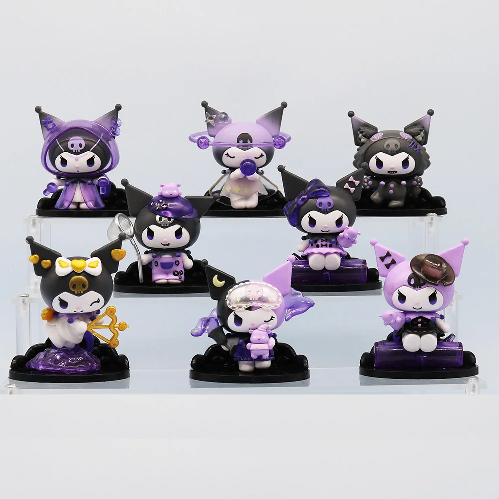 8pcs/set Cartoon Anime Sanrio Kuromi Action Ffigure Model Adorable Decoration Toy Accessories Kids Birthday Gift Tide Play