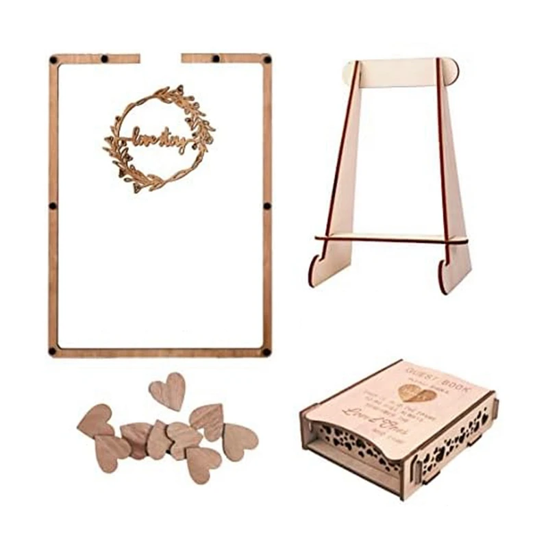 Rustic Wedding Guest Book Alternative, Baby Shower Guest Book Alternative, 80 Piece Heart Shaped Wooden Box Easy To Use