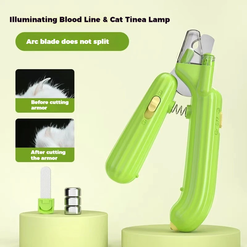 Cactus Nail Clipper Cat and Dog LED Blood Line Multifunctional Pet Nail Polish Available in Three Colors Pet Nail Grinder