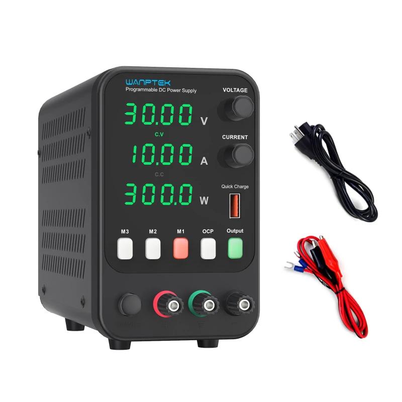 

Laboratory power supply, 0-30 V 0-10 A, DC adjustable power supply with 4-digit LED display, encoder adjustment knob and output