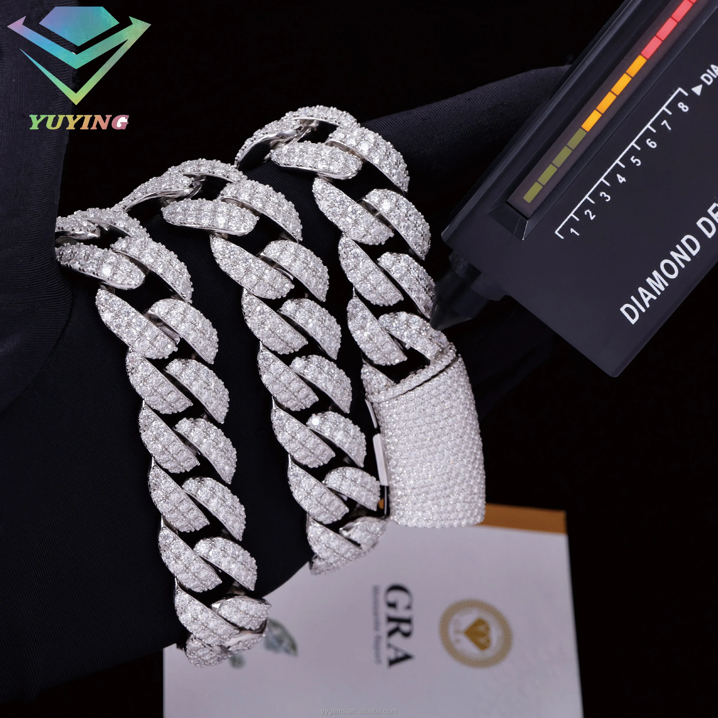 Moissanite Cuban Link Chain Iced Out - Miami .16MM 18MM Küba Zinciri, 2